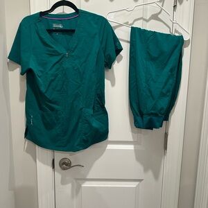 Greys Anatomy Teal Women's Scrub Top and Pants Set